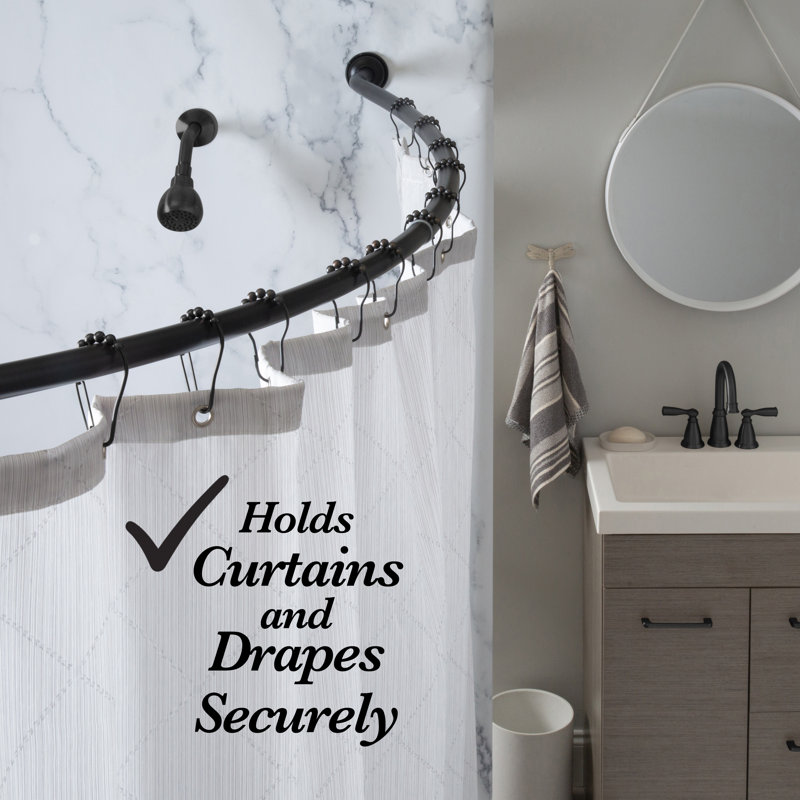Matte Black Curved Wall Mounted Shower Rod 72"