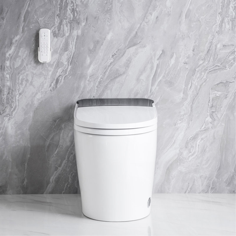 Elongated Smart Toilet With Elongated Heated Bidet Seat