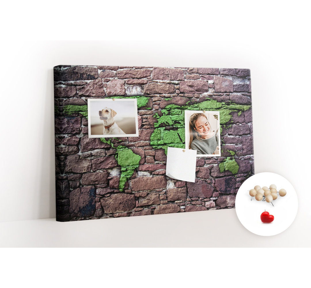 Wall Mounted bulletin board print wall art notice boards for office corkboard Wall brick map