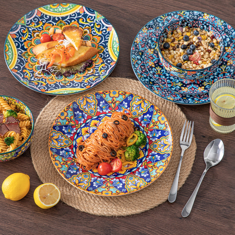 Piece Stoneware Dinnerware Set - Service for 4, Multicolor