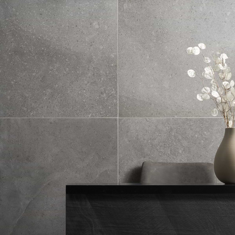 New Rock 24X24 Matte Porcelain Tile, Fossil Dark Gray