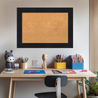 Abbey Black Framed Corkboard, Natural Cork Bulletin Board, Organization Board, Pin Board