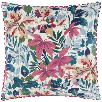 Robins Wood Floral Red Square Throw Pillow Cover