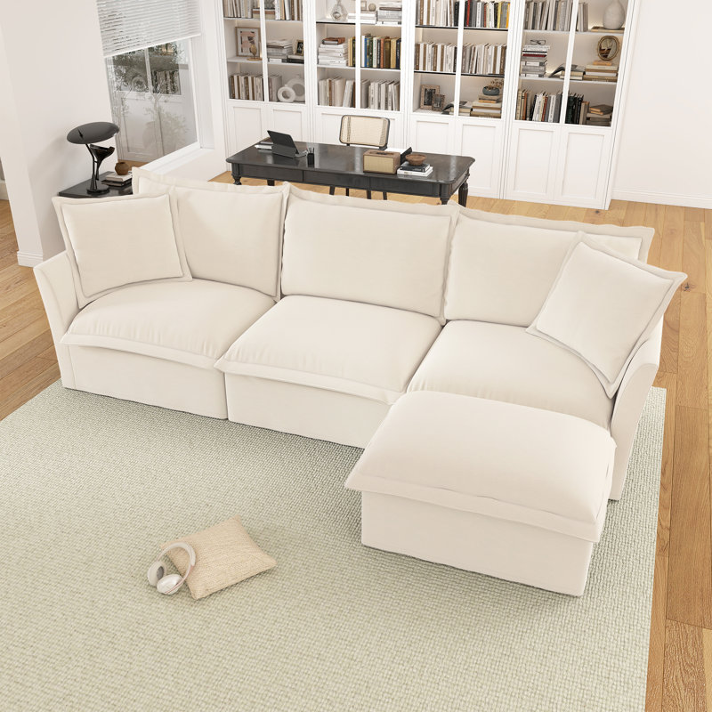 Grand canapé moderne et confortable, Chenille blanche