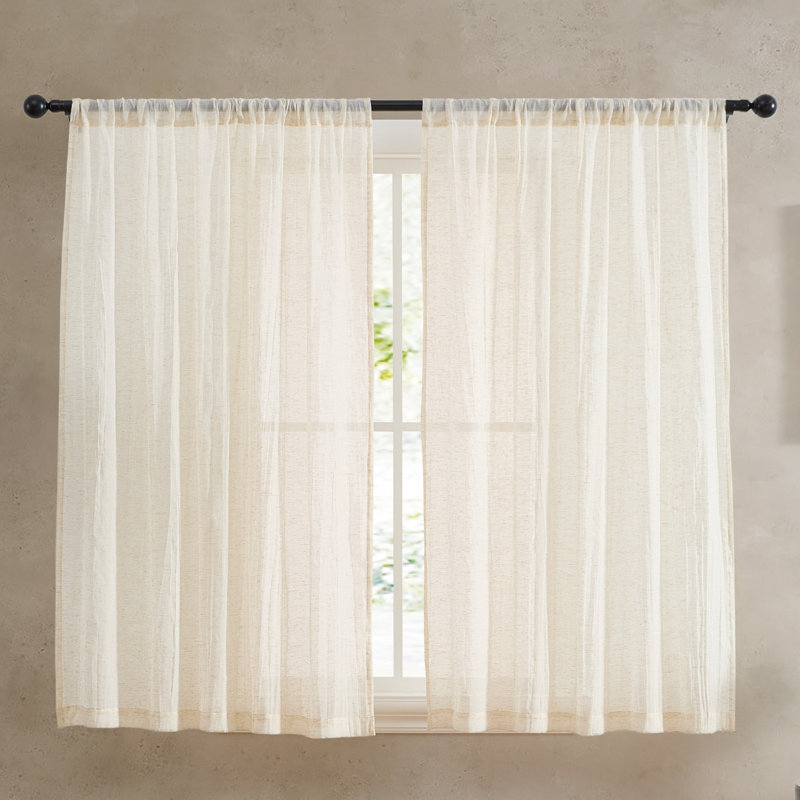 Solid Semi-Sheer Curtain Panels, Natural, 50" W x 63" H