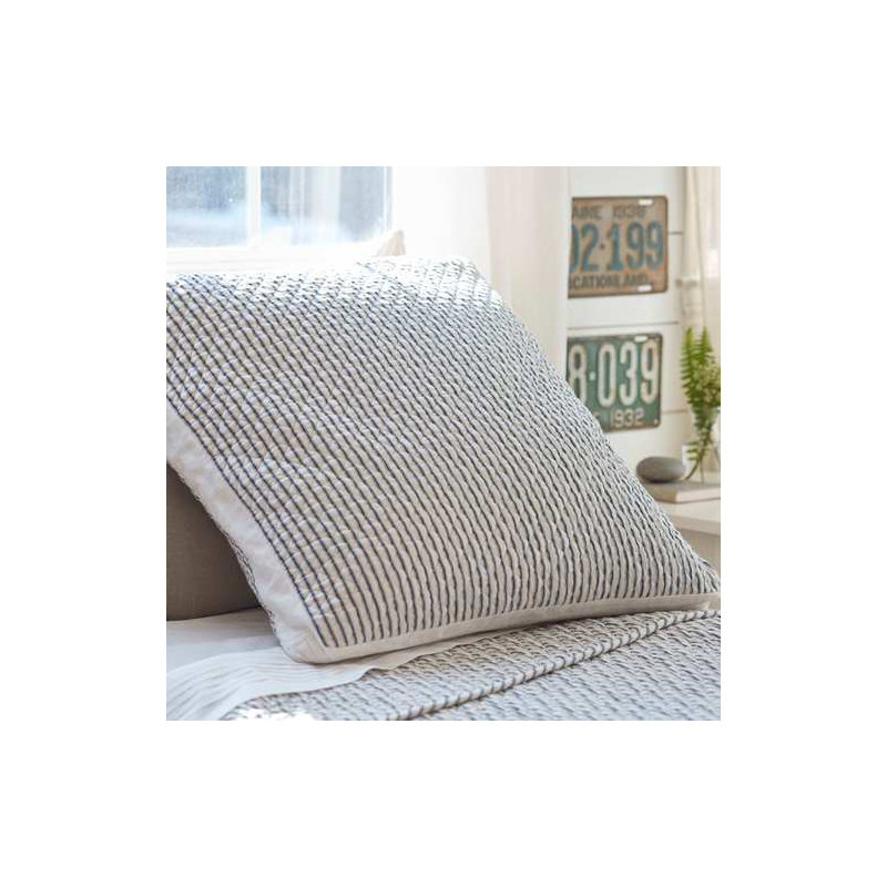 Bergen Stripe Box Throw Pillow, Cream/Navy