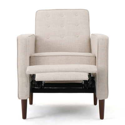 Button Tufted Upholstered Manual Push-Back Recliner 