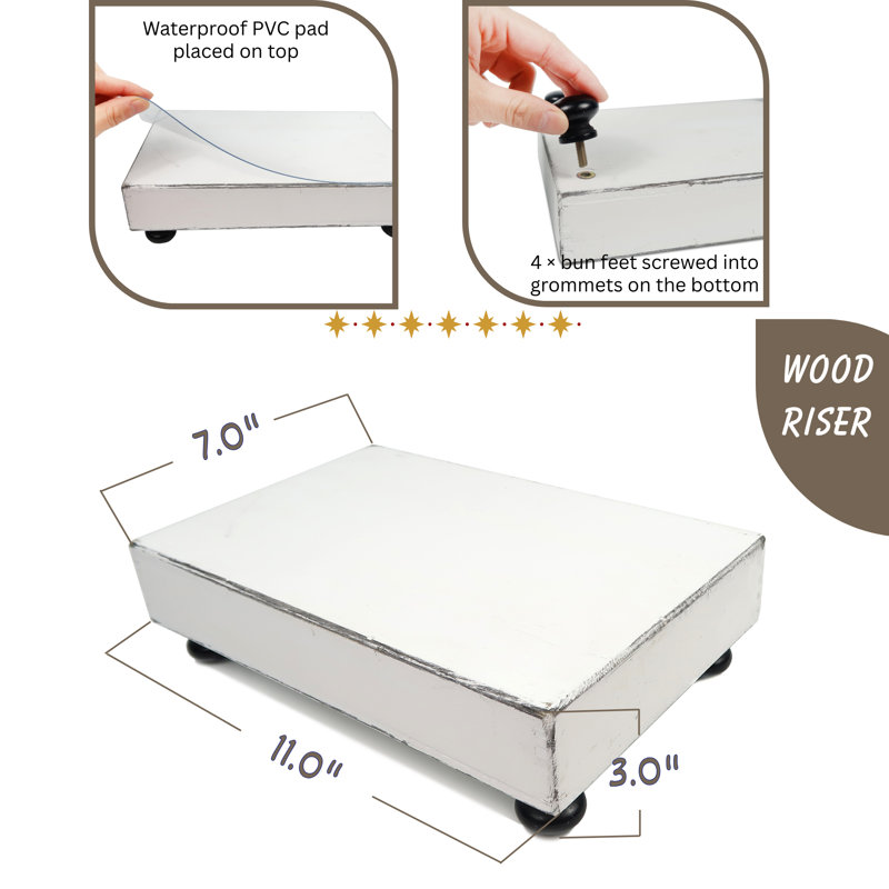 Élévateur moderne en bois pour comptoir et décor de cuisine, Blanc