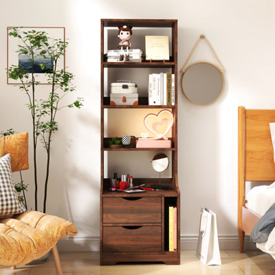 Walnut Bedroom Nightstand With 2 Drawers And Efficient Storage Design For Use Night Stand Functional A Neat Tidy Room