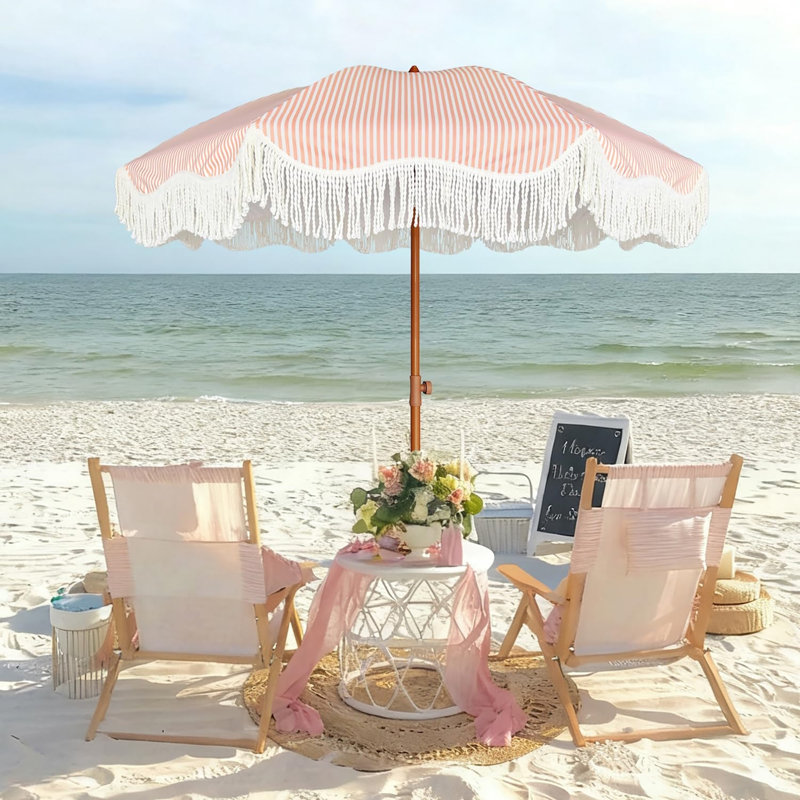 Parasol de terrasse 6,5 pi Boho, Vintage Green Stripe
