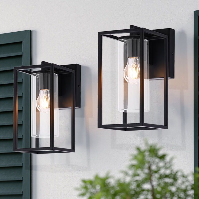 Lanterne murale d'extérieur Tiernan, Noir, noir, noir, noir, H 12,15 po x l 5,75 po x P 8,05