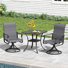 3-Piece Square Patio Dining Set With Swivel Chairs