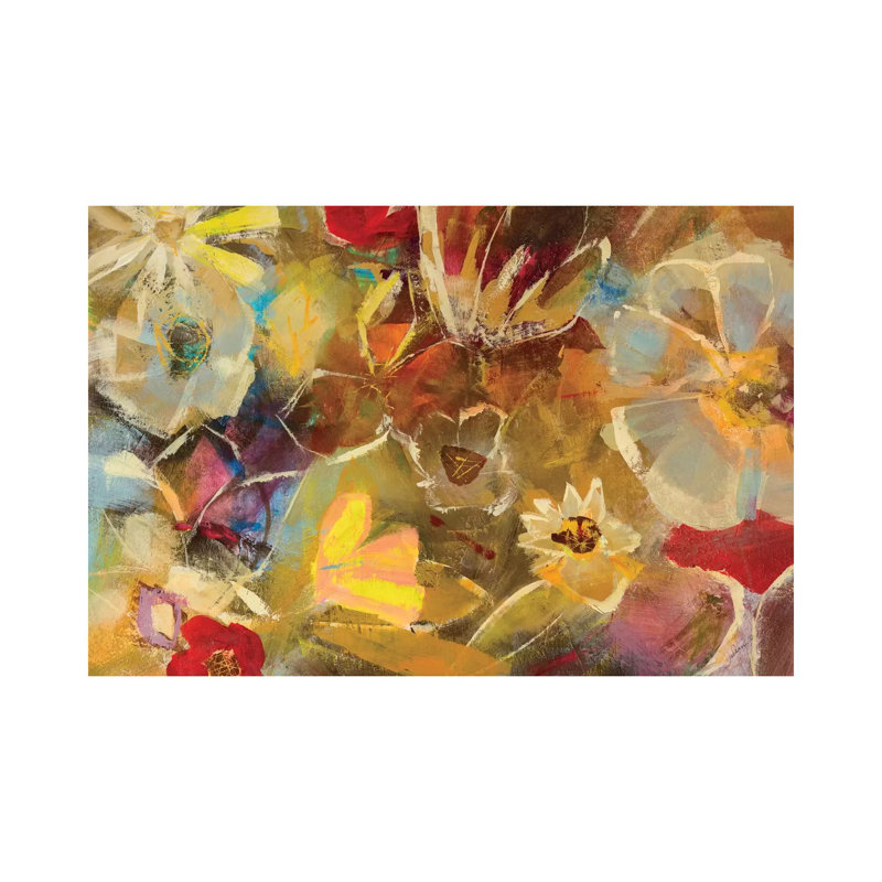 Chalkboard Flowers I by Julian Spencer - Painting on Canvas, Wrapped Canvas, 20.32 cm H x 30.48 cm W