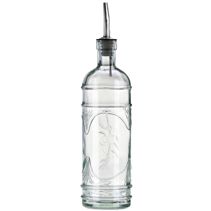 16,1 oz Huilier vinaigrier en verre avec motif olive en relief, Transparent