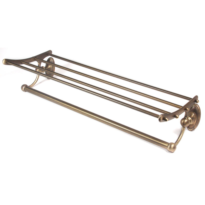 Classic Traditional 2 Piece Metal Bracket Shelf with Towel Bar, Antique English Matte