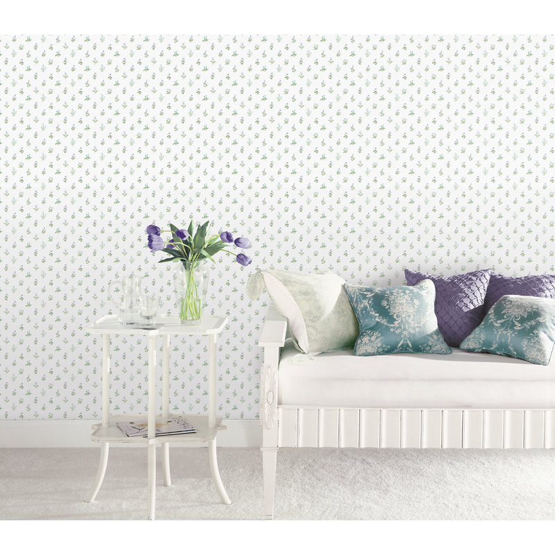 Pretty Prints Mini Garden Spot 10.05m x 53cm Matte Wallpaper Roll, Purple