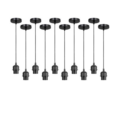 Bithlo 10x Industrial E27 single Pendant Light Holder Set – Williston Forge Adjustable Ceiling Fittings with 95cm Cable for Home or Commercial Use