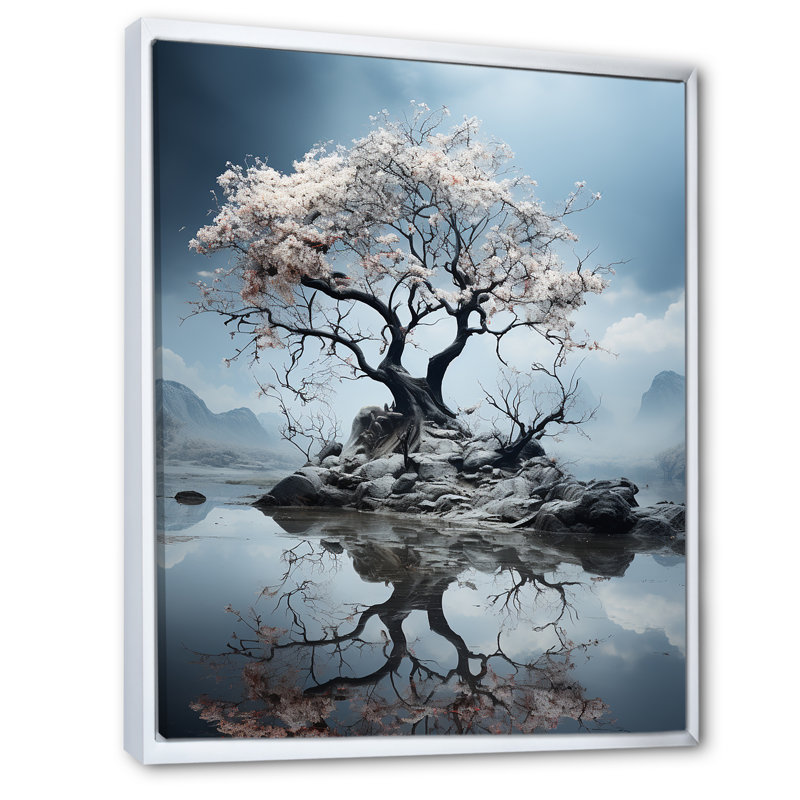 Reproduction d'art sur toile Grey Ree, Cadre flottant blanc, H 32 po x l 24 po x P 1 po