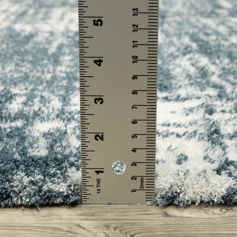 Delfine Distressed Etchings Dark Teal/ Ivory Area Rug, Rectangle 3'10" x 5'5"