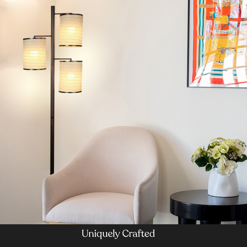 Liam Bronze Multi-Head LED Floor Lamp with Fabric Shades