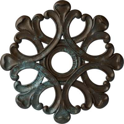 Endurathane Angel Ceiling Medallion, 20 7/8"OD x 3 5/8"ID x 1"P (Fits Canopies up to 4 3/8"), Hand-Painted Bronze Blue Patina Finish