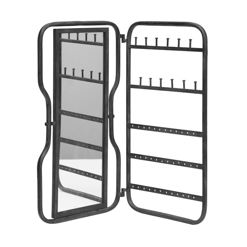 Bellmore Rectangle Freestanding Mirror with Hooks