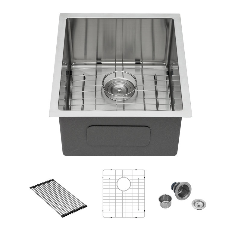 15" L x 17" W Undermount Bar Sink Single Bowl Stainless Steel Undermount Wet Pre Sinks Kitchen Sink Basin