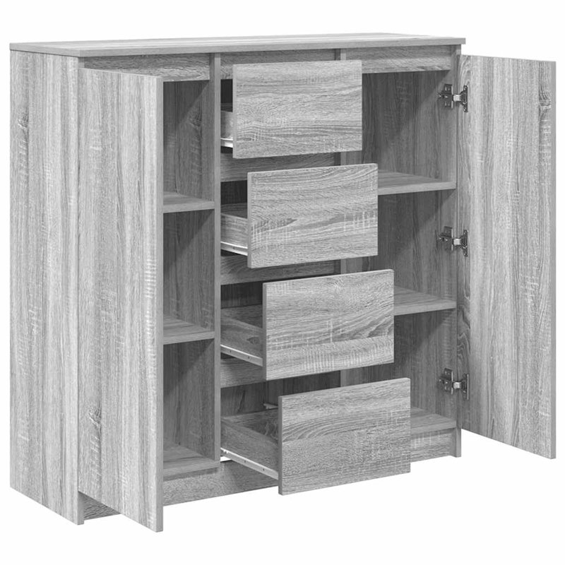 Sideboard With Drawers 100.5X35x98.5 Cm Engineered Wood, Grey Sonoma