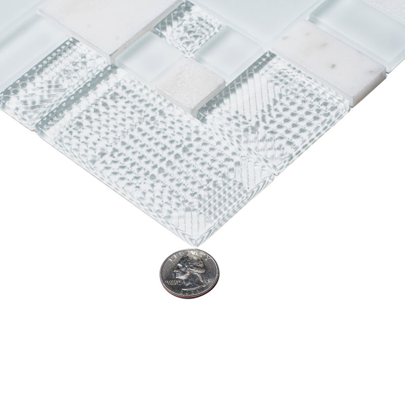 1.9 in. x 1.9 in. Grid Polished Tile, White