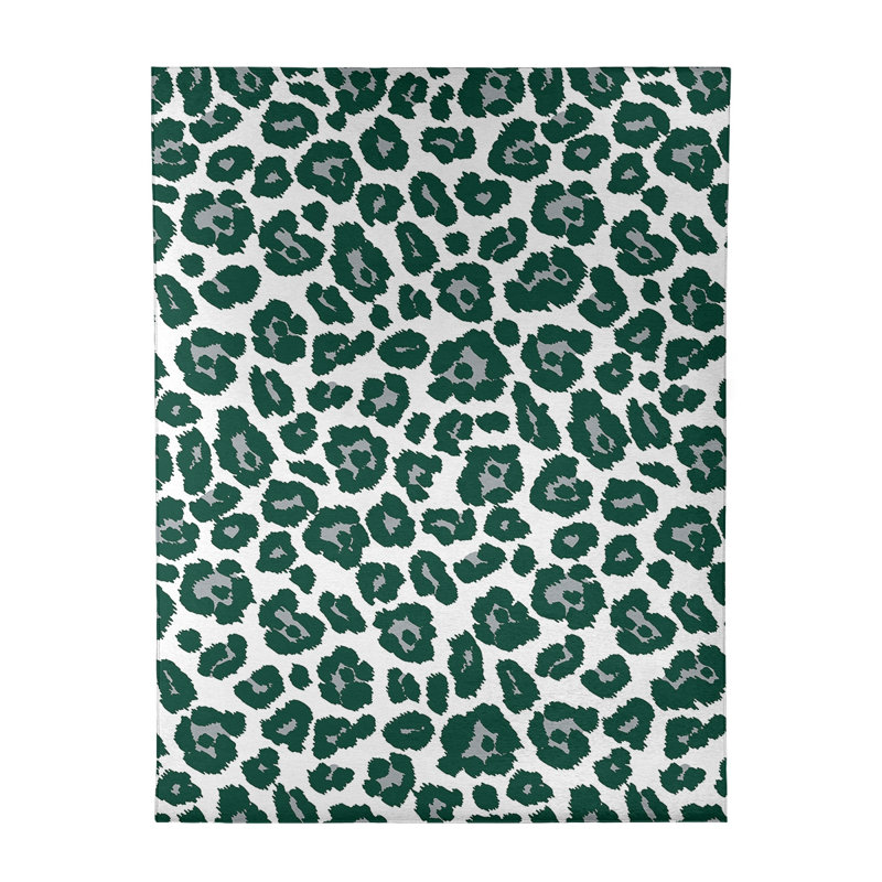 Tapis blanc / vert / gris à imprimé animal, Rectangle 9 pi x 12 pi
