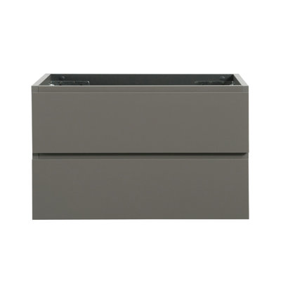 Armoire murale moderne grise sans lavabo - double bac à croissance silencieuse à capacité de tiroir, option de design décoratif, 2 tiroirs pré-assemblés, glissières, rangement amélioré