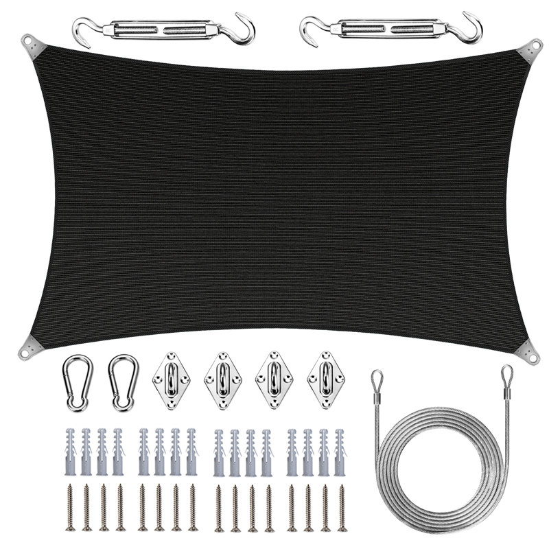 Royal Super Ring Shade Rectangle Super Ring Shade Sail With Hardware Kit & Rope, 288" x 288", Gray