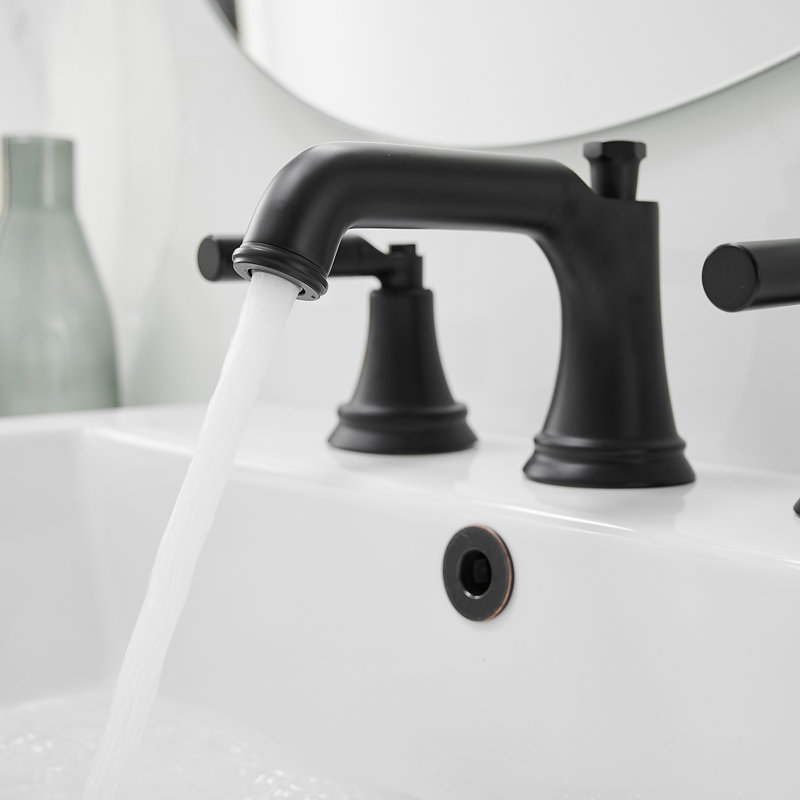 Widespread Double Handle 3 Hole Bathroom Faucet, Matte Black