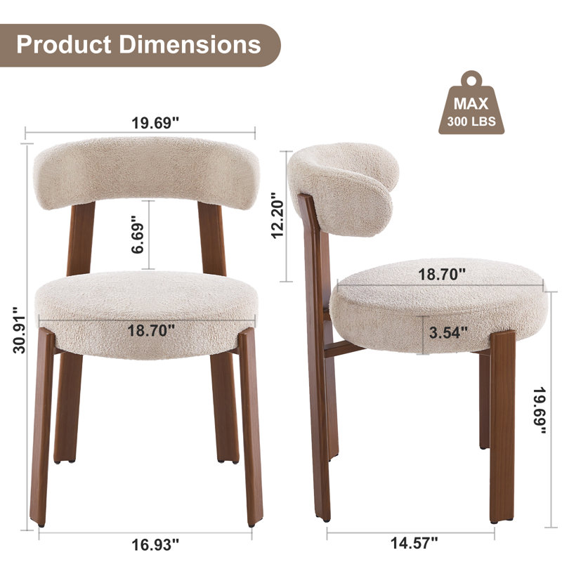 Varian Absecon Boucle Upholstered Dining Side Chair with Metal Legs, Beige