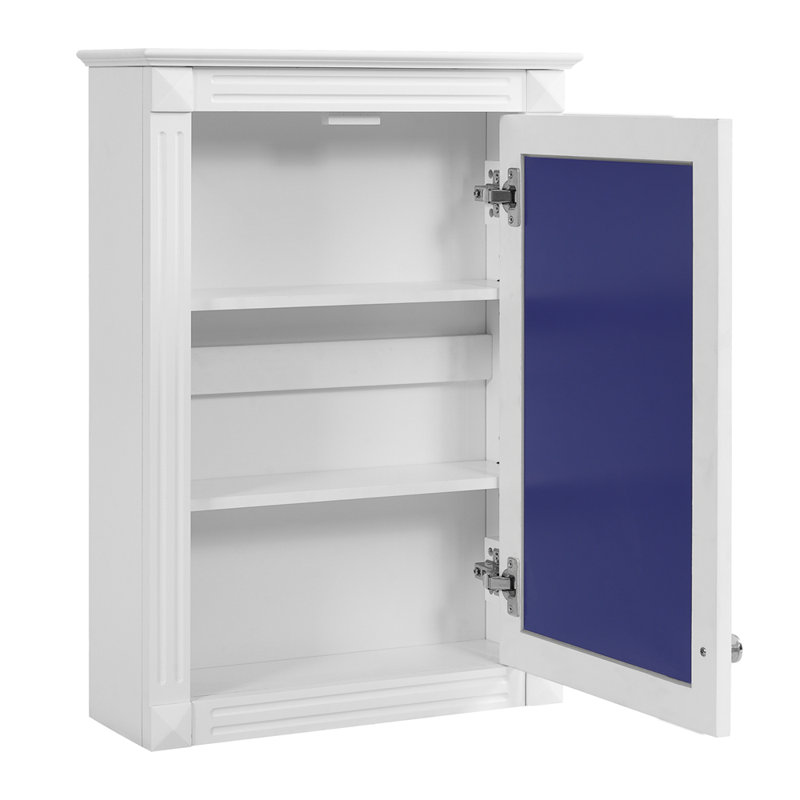 Armoire de rangement murale de 20 pouces avec porte miroir, Blanc