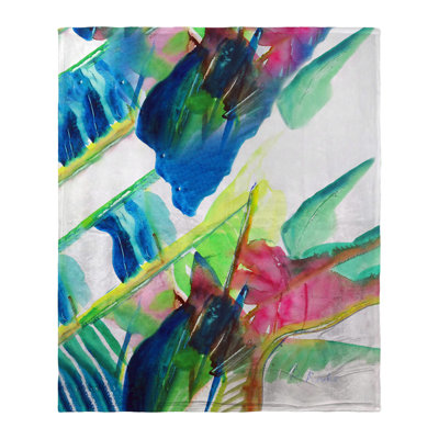 Jeté en soie rose Palms