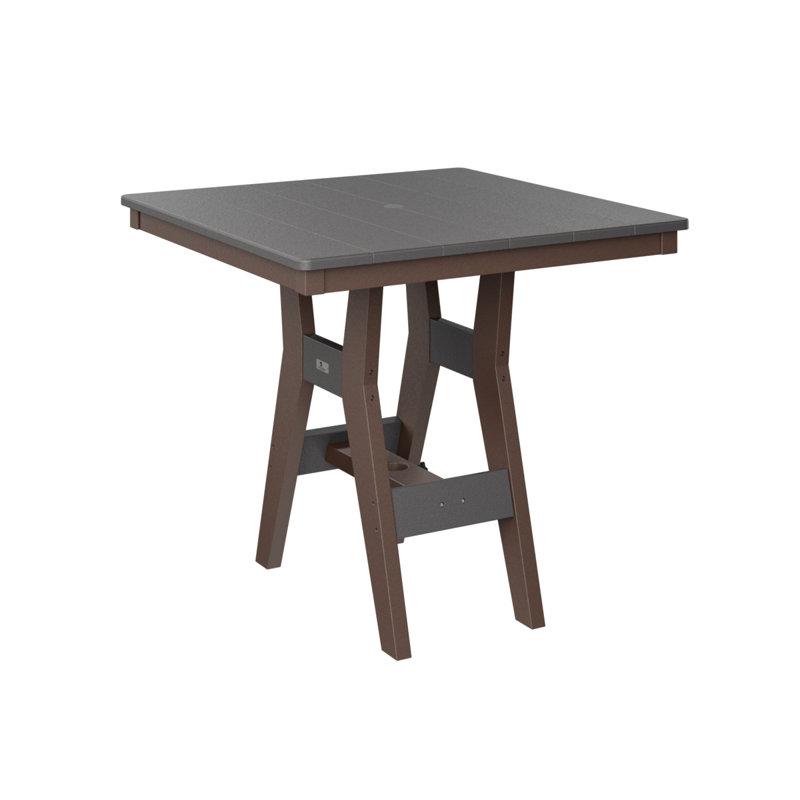 Harbor Outdoor Square Dining Table, Smoke Gray, 30.37" H x 33" W x 33" D, Chocolate Brown