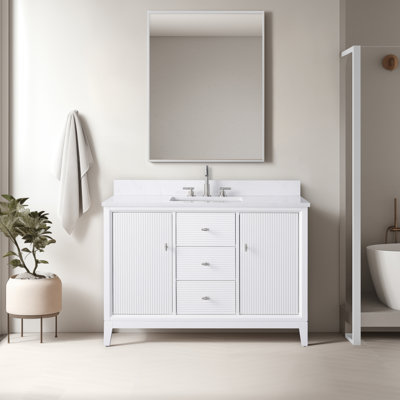 Ensemble de meuble-lavabo autoportant 48 po avec plateau en marbre Caldwell