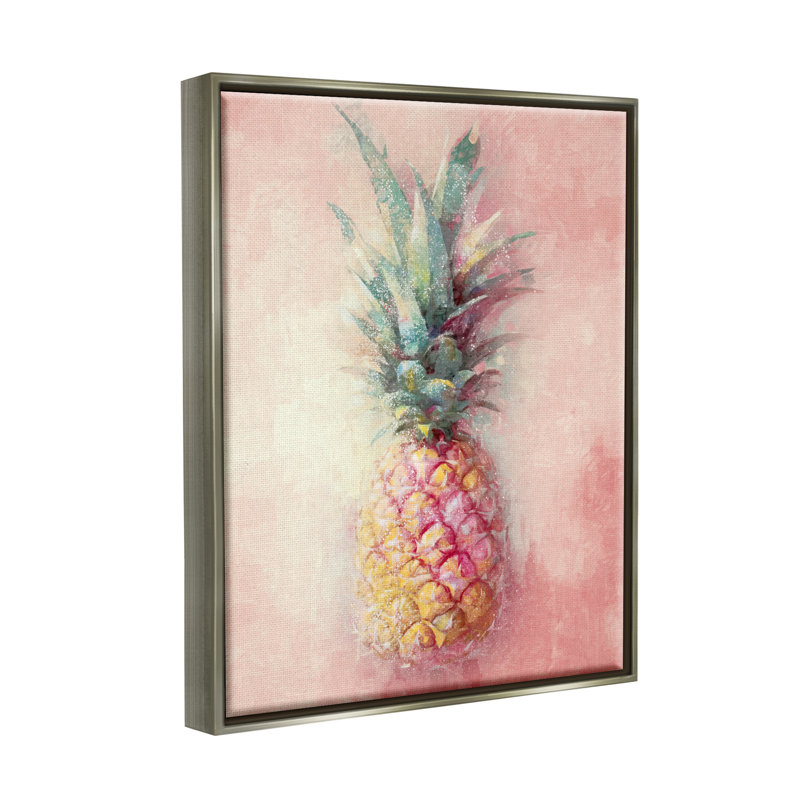 Ananas tropical glam sur toile par Ziwei Li, Cadre flottant gris lustré, H 21 po x l 17 po x P 1,7 po
