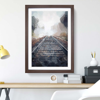 Train Tracks in the Mist in Abstract - Framed Print