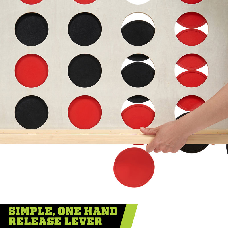 Giant Pinewood 4 in a Row Game with Black and Red Discs