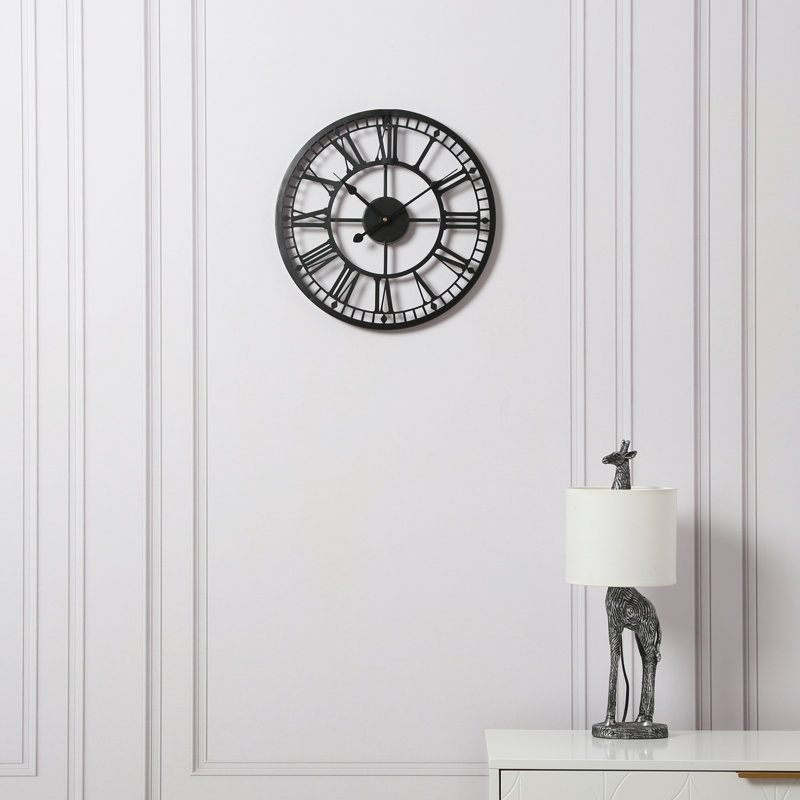 Elienor Iron Wall Clock, Black, 40cm H x 40cm W x 4cm D
