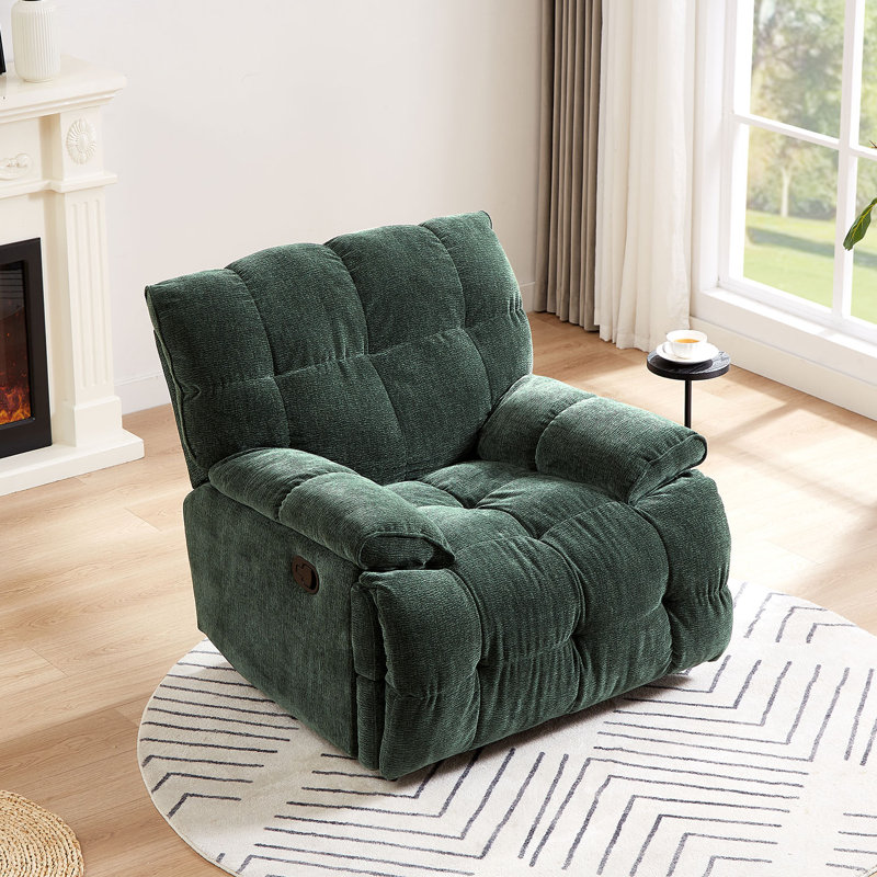 Fauteuil inclinable pivotant de 38,58 po Anaahat, Polyester vert