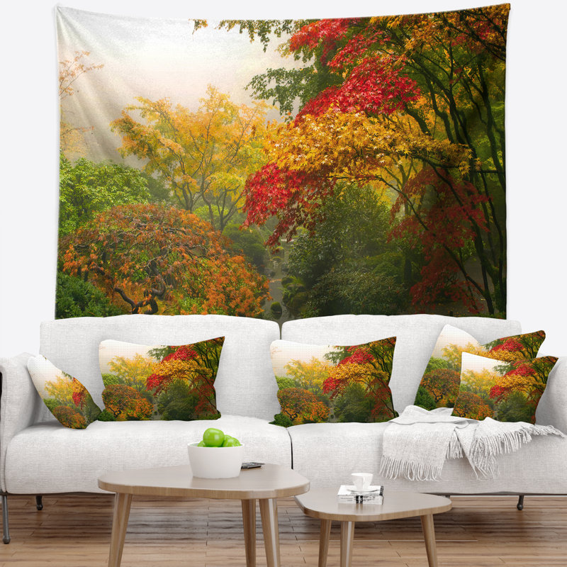 Tapisserie colorée d'arbres d'érable Floral, H 50 po x l 60 po
