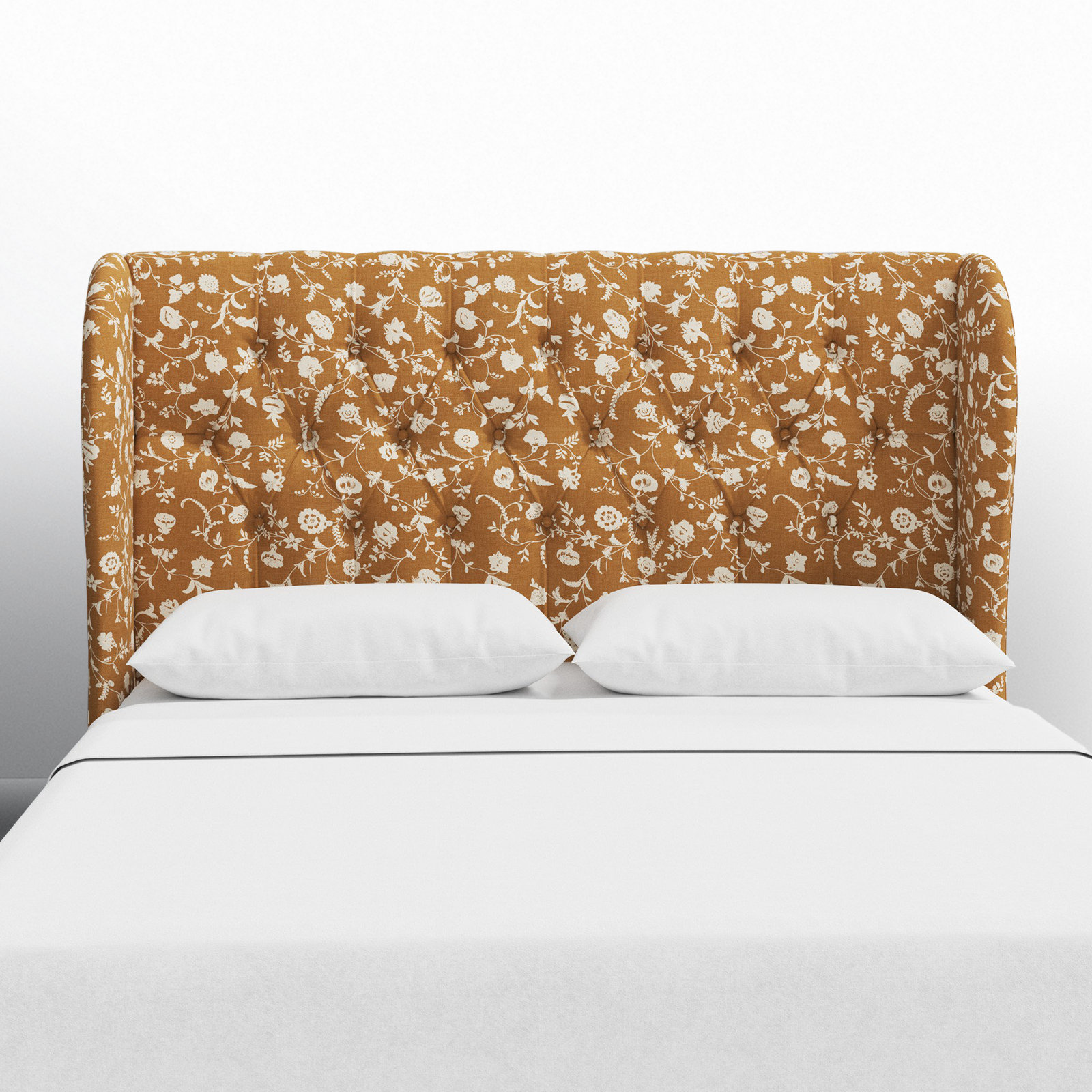 Tomey Wingback Headboard, King, Robina Floral Ochre