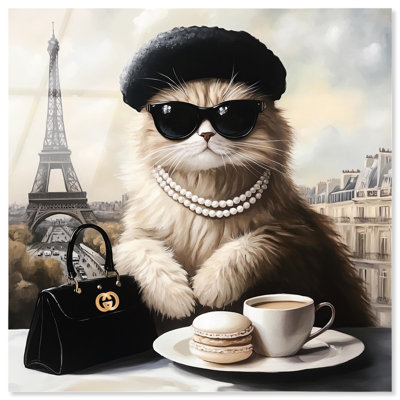 «Cat in Paris Treats Acrylique» par Art Remedy, prêt à accrocher