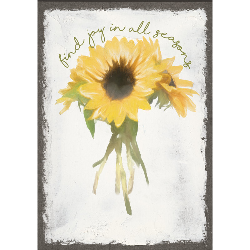 All Seasons Sunflowers - Painting Print, 46 cm H x 30 cm W, Black Floater Framed