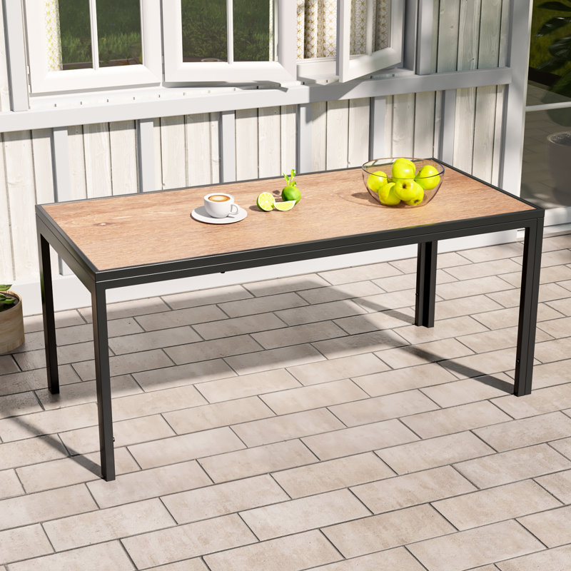 Table basse rectangulaire de patio, table de bout d'extérieur toutes saisons avec structure thermolaquée, petite table d'extérieur pour terrasse avec jardin et terrasse