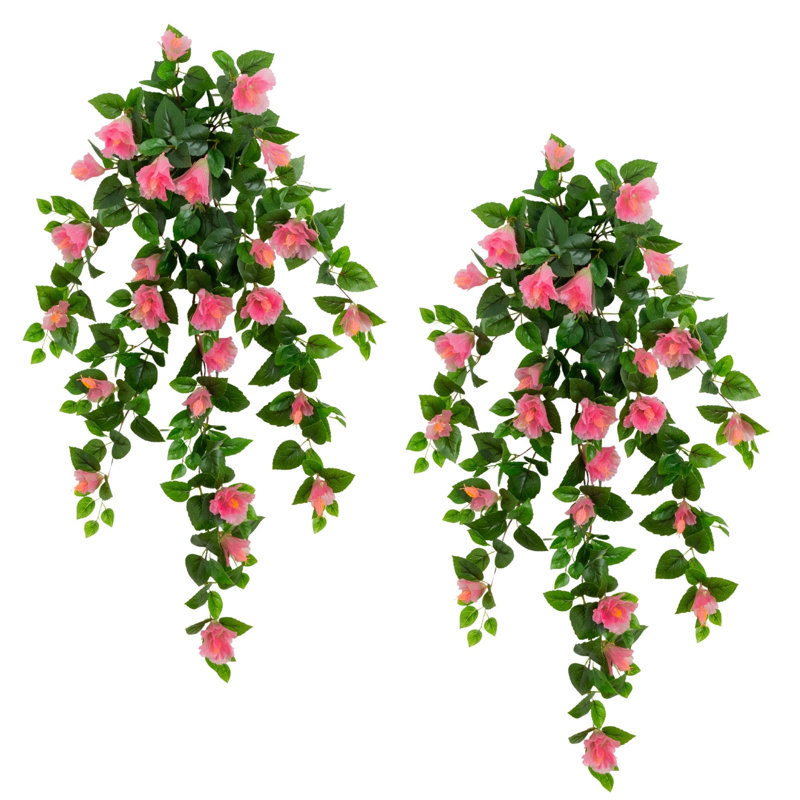 41 po Hortensia artificielle résistante aux rayons UV (intérieur / extérieur) - ensemble de 2, Rose