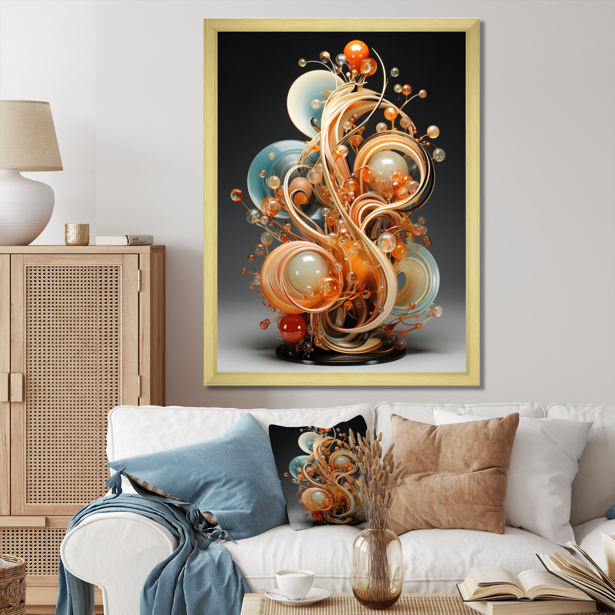 Mercer41 Gold Wire Sculpture On Canvas Print | Wayfair